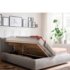 Wohnen Betten<Hellgraues 180x200 Bett inklusive Matratzen - Atlona