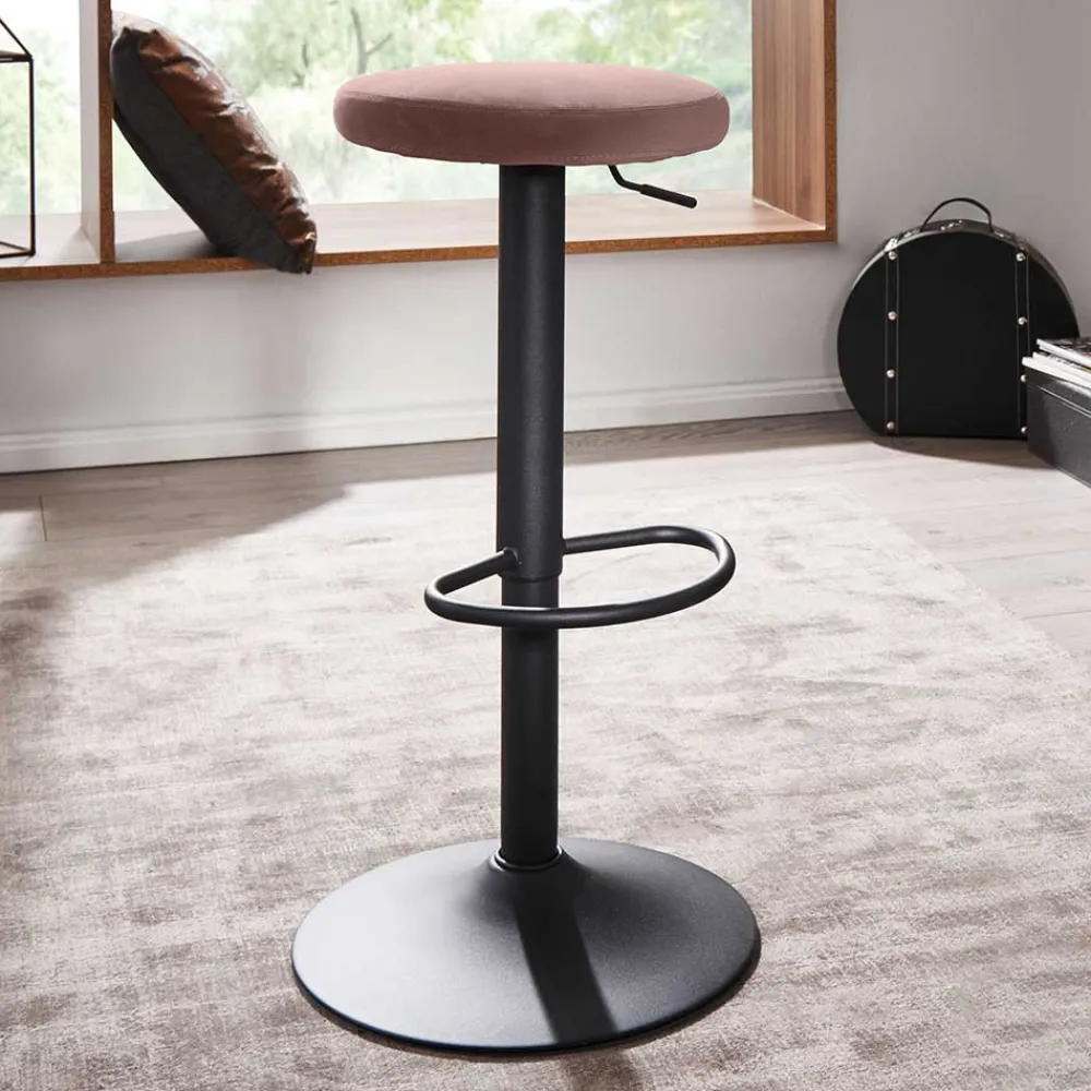 Wohnen Hocker<Höhenverstellbarer Design Barhocker in Rosa Samt - Joker