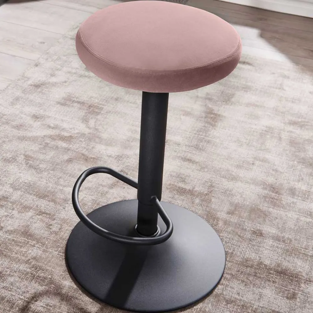 Wohnen Hocker<Höhenverstellbarer Design Barhocker in Rosa Samt - Joker