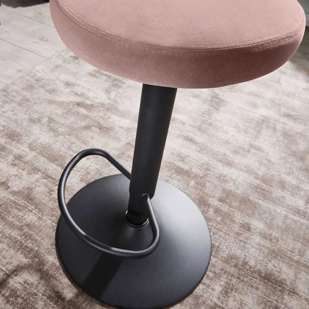 Wohnen Hocker<Höhenverstellbarer Design Barhocker in Rosa Samt - Joker