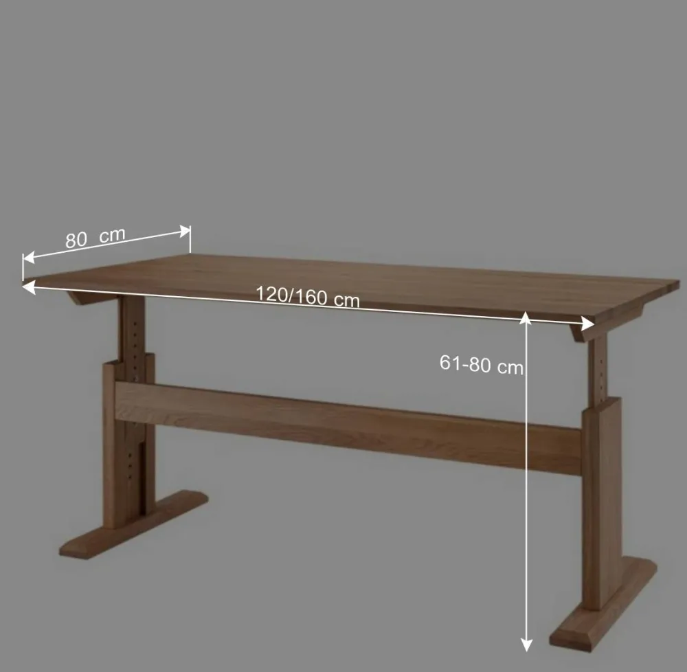 Wohnen Tische<Höhenverstellbarer Schreibtisch aus Wildeiche - Rosenna