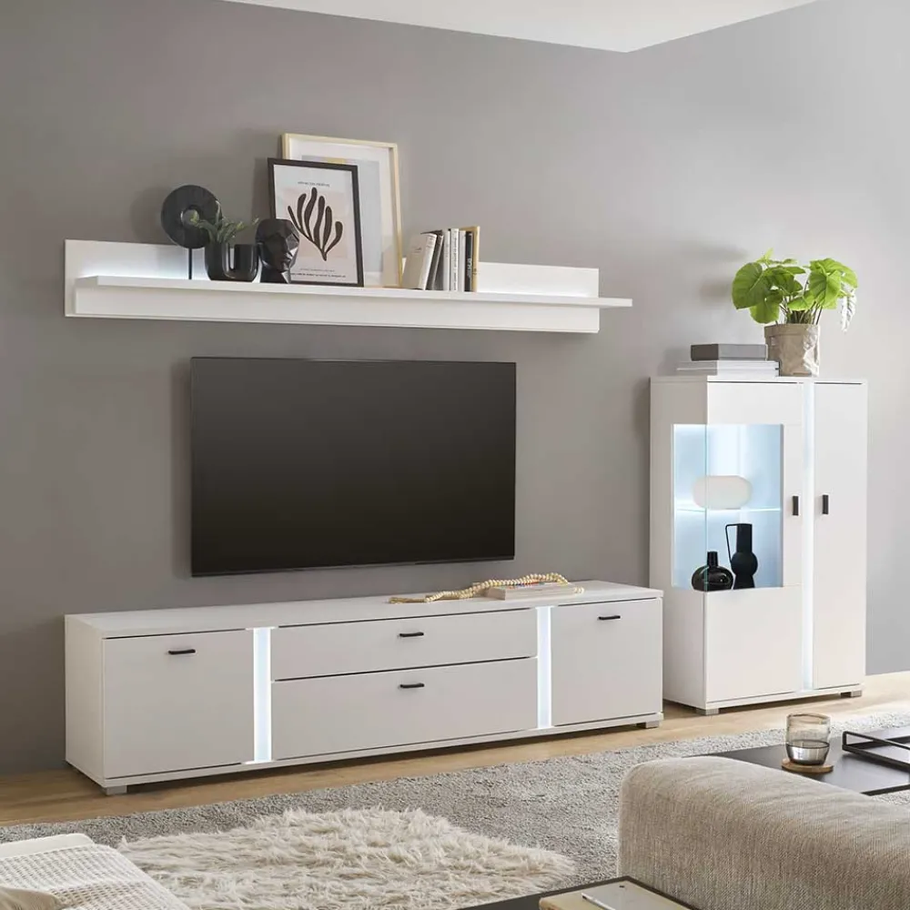 Wohnen Wohnwände<Highboard & TV Board & Wandboard mit LED - Tirol (dreiteilig)