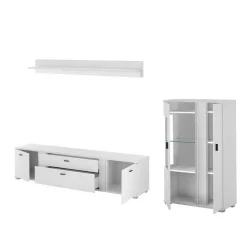 Wohnen Wohnwände<Highboard & TV Board & Wandboard mit LED - Tirol (dreiteilig)