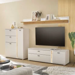 Wohnen Wohnwände<Highboard & TV Lowboard & Wandboard Set - Racelyn (dreiteilig)