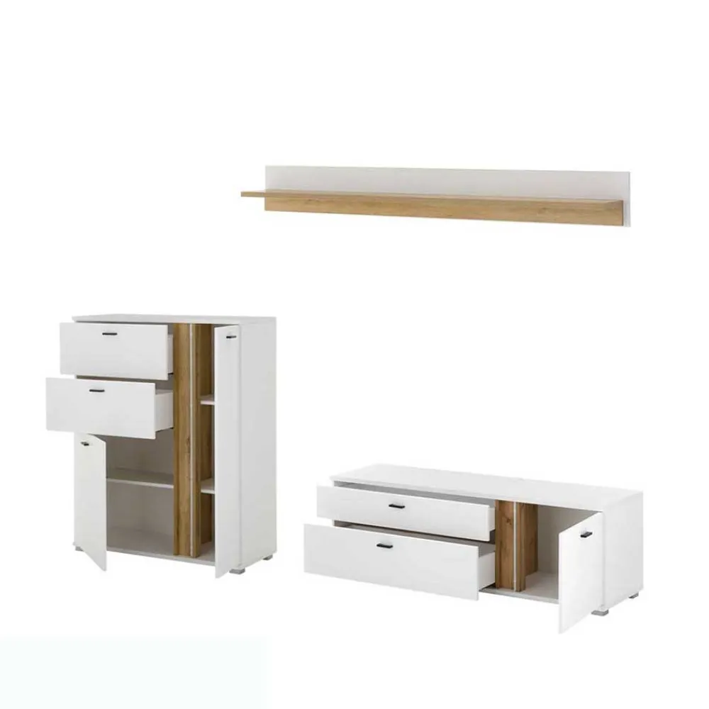Wohnen Wohnwände<Highboard & TV Lowboard & Wandboard Set - Racelyn (dreiteilig)