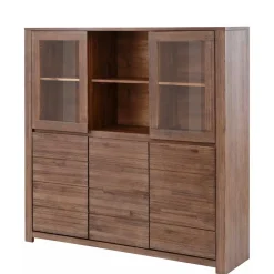 Wohnen Highboards|Vitrinen<Highboard aus Akazie Massivholz und Glas - Ruffes