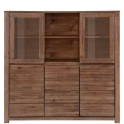 Wohnen Highboards|Vitrinen<Highboard aus Akazie Massivholz und Glas - Ruffes