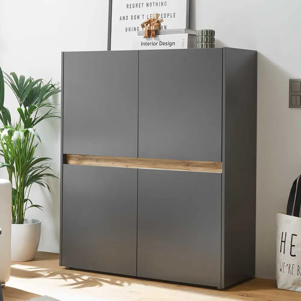 Wohnen Highboards<Highboard in Anthrazit & Wildeiche Dekor - Ahilav
