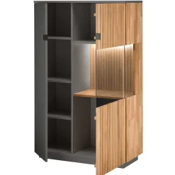 Wohnen Highboards|Vitrinen<Highboard in Eiche Bianco und Anthrazit - Cruzca I