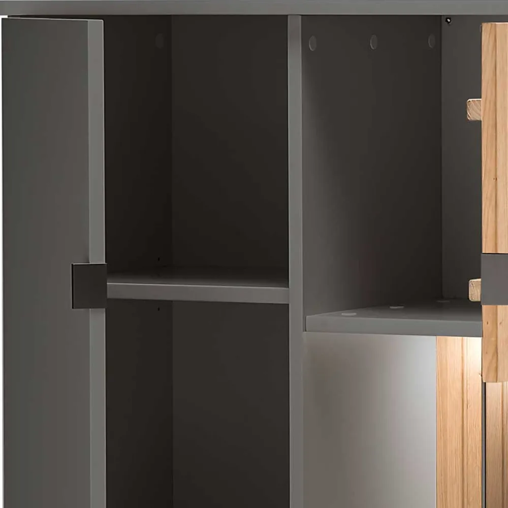 Wohnen Highboards|Vitrinen<Highboard in Eiche Bianco und Anthrazit - Cruzca I