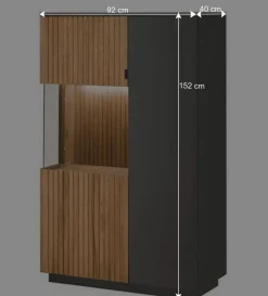 Wohnen Highboards|Vitrinen<Highboard in Eiche Bianco und Anthrazit - Cruzca I