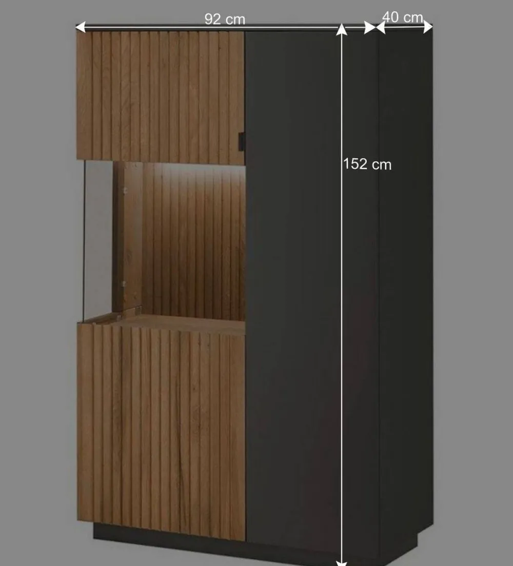 Wohnen Highboards|Vitrinen<Highboard in Eiche Bianco und Anthrazit - Cruzca I