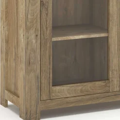 Wohnen Highboards<Highboard in Eiche Dunkel mit Glaseinsatz - Hilary