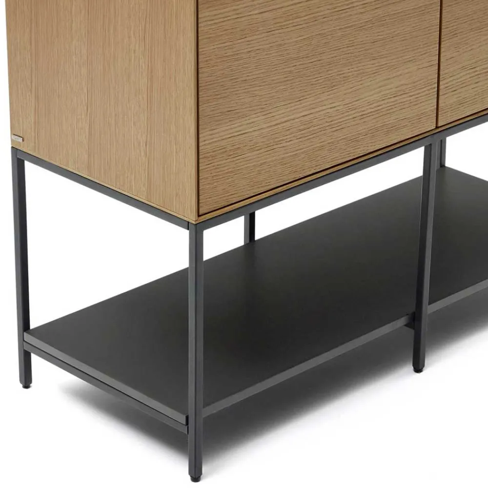 Wohnen Vitrinen<Highboard in Eichefarben und Anthrazit - Utperio