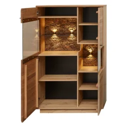 Wohnen Highboards|Vitrinen<Highboard in Esche und Wildeiche mit Glas - Cassna