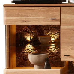Wohnen Highboards|Vitrinen<Highboard in Esche und Wildeiche mit Glas - Cassna