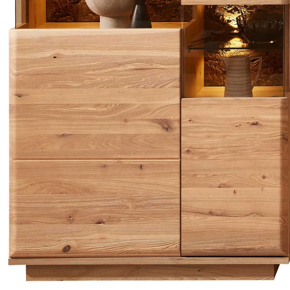 Wohnen Highboards|Vitrinen<Highboard in Esche und Wildeiche mit Glas - Cassna