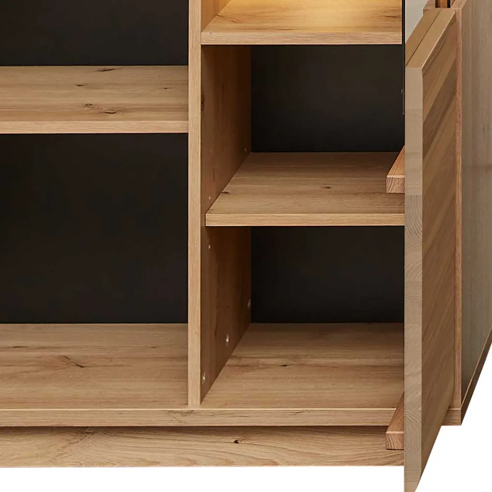 Wohnen Highboards|Vitrinen<Highboard in Esche und Wildeiche mit Glas - Cassna