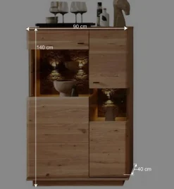 Wohnen Highboards|Vitrinen<Highboard in Esche und Wildeiche mit Glas - Cassna