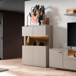 Wohnen Highboards|Vitrinen<Highboard in Grau - Teorina