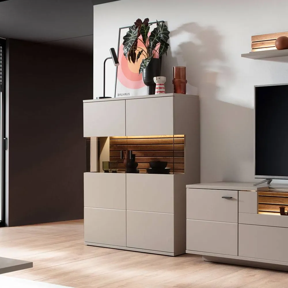 Wohnen Highboards|Vitrinen<Highboard in Grau - Teorina