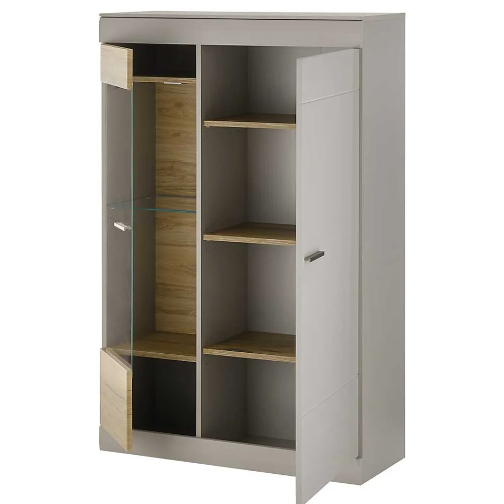 Wohnen Highboards<Highboard in Hellgrau & Zinneiche NB - Lioscas