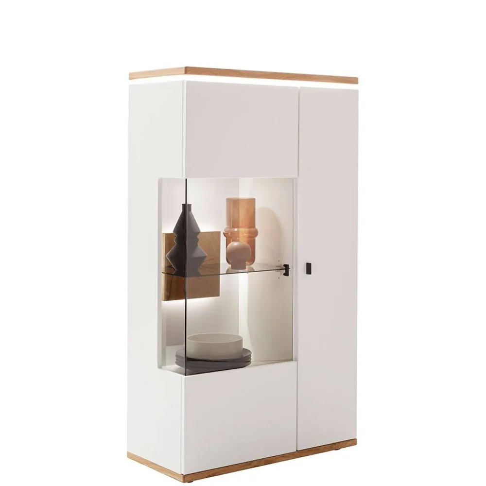 Wohnen Highboards|Vitrinen<Highboard in Soft White und Wildeiche - Yordyn