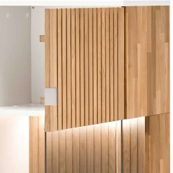 Wohnen Vitrinen<Highboard in Weiß und Eiche Bianco - Miloris