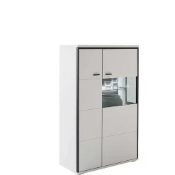 Wohnen Vitrinen<Highboard in Weiß und Schwarzgrau - Loazin