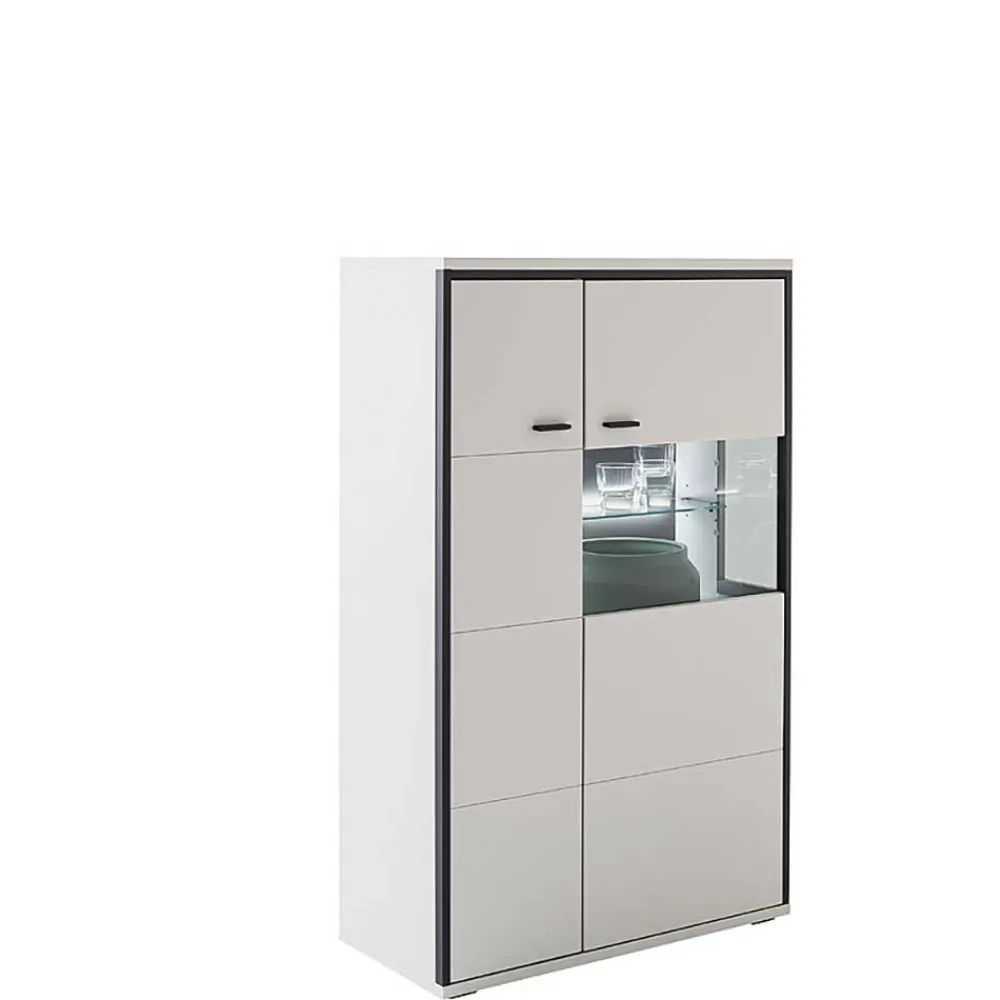 Wohnen Vitrinen<Highboard in Weiß und Schwarzgrau - Loazin