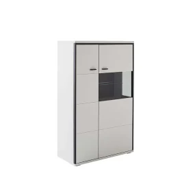Wohnen Vitrinen<Highboard in Weiß und Schwarzgrau - Loazin