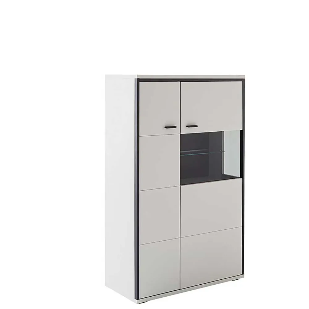 Wohnen Vitrinen<Highboard in Weiß und Schwarzgrau - Loazin