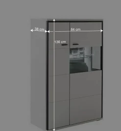 Wohnen Vitrinen<Highboard in Weiß und Schwarzgrau - Loazin