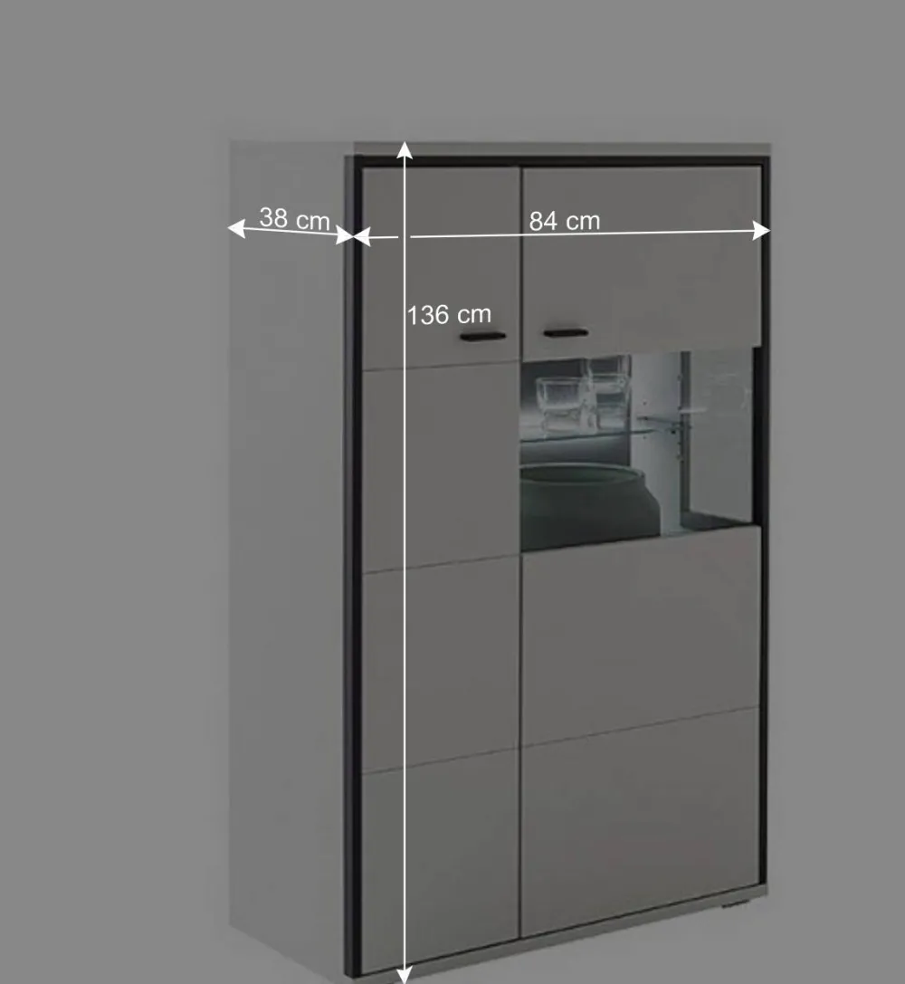 Wohnen Vitrinen<Highboard in Weiß und Schwarzgrau - Loazin