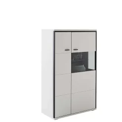 Wohnen Vitrinen<Highboard in Weiß und Schwarzgrau - Loazin