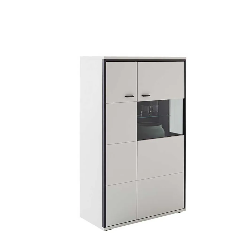 Wohnen Vitrinen<Highboard in Weiß und Schwarzgrau - Loazin