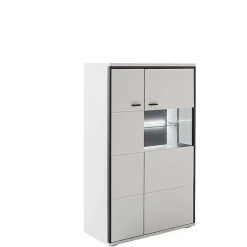 Wohnen Vitrinen<Highboard in Weiß und Schwarzgrau - Loazin