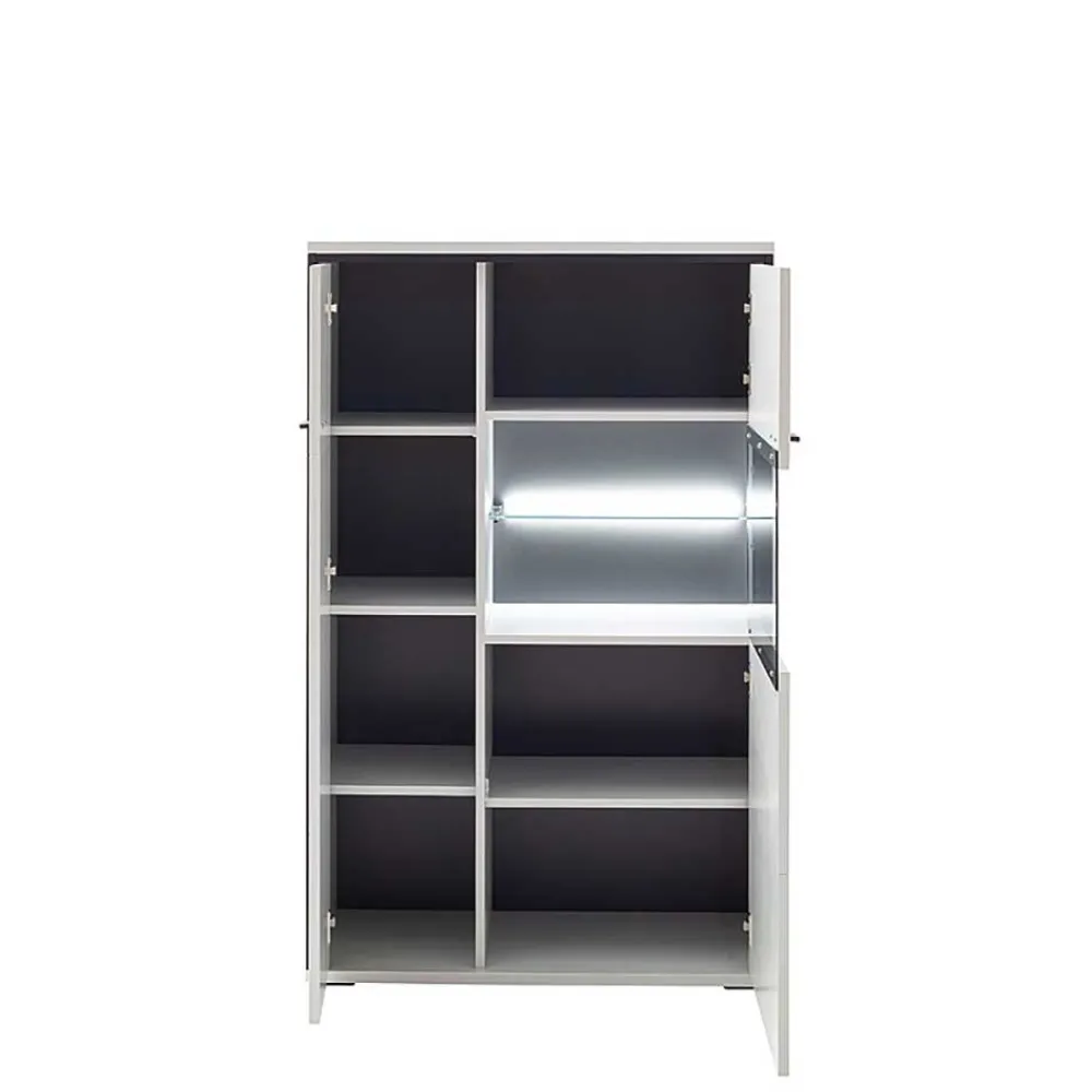 Wohnen Vitrinen<Highboard in Weiß und Schwarzgrau - Loazin