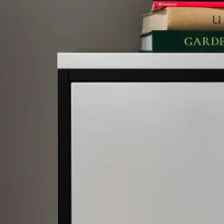Wohnen Vitrinen<Highboard in Weiß und Schwarzgrau - Loazin