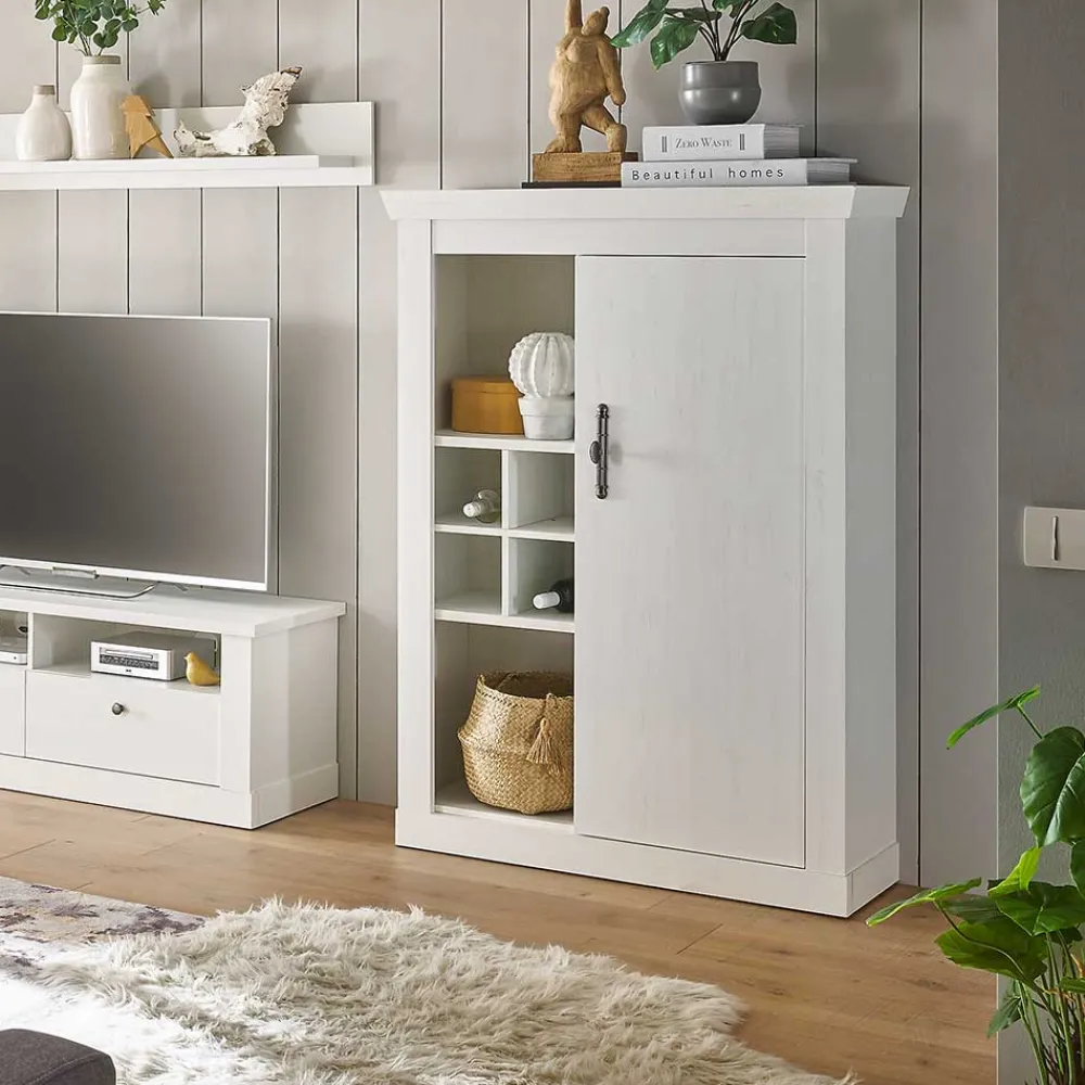 Wohnen Highboards<Highboard in weißer Holzoptik Pinie - Liancos