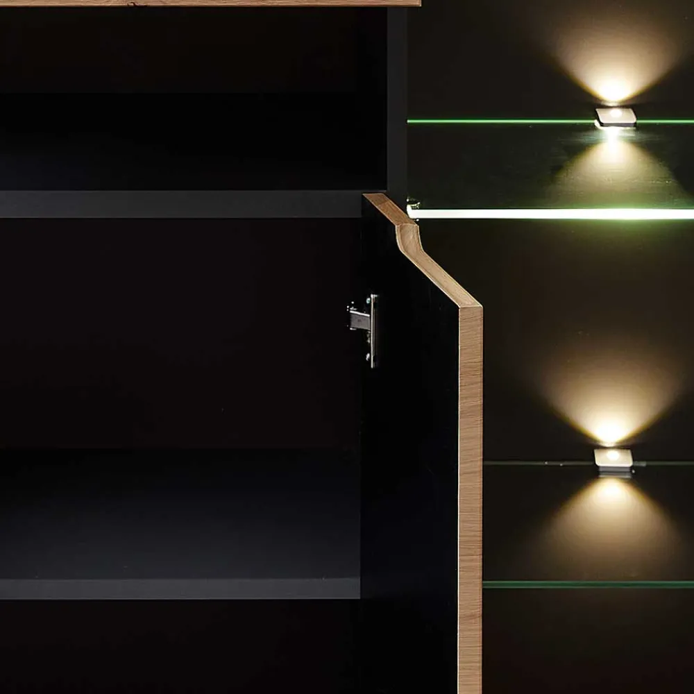 Wohnen Highboards<Highboard mit Glas & LED Licht - Kuetra