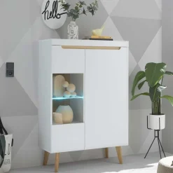 Wohnen Highboards|Vitrinen<Highboard mit Glas im Skandi Design - Ginko