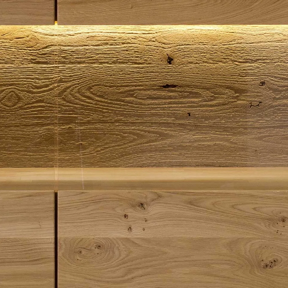 Wohnen Vitrinen|Schränke<Highboard mit Glaseinsatz aus Wildeiche massiv - Millena