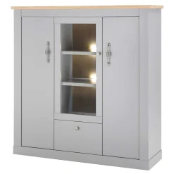 Wohnen Highboards<Highboard mit Glaseinsatz mit Metallgriffen - Buleta
