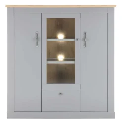 Wohnen Highboards<Highboard mit Glaseinsatz mit Metallgriffen - Buleta