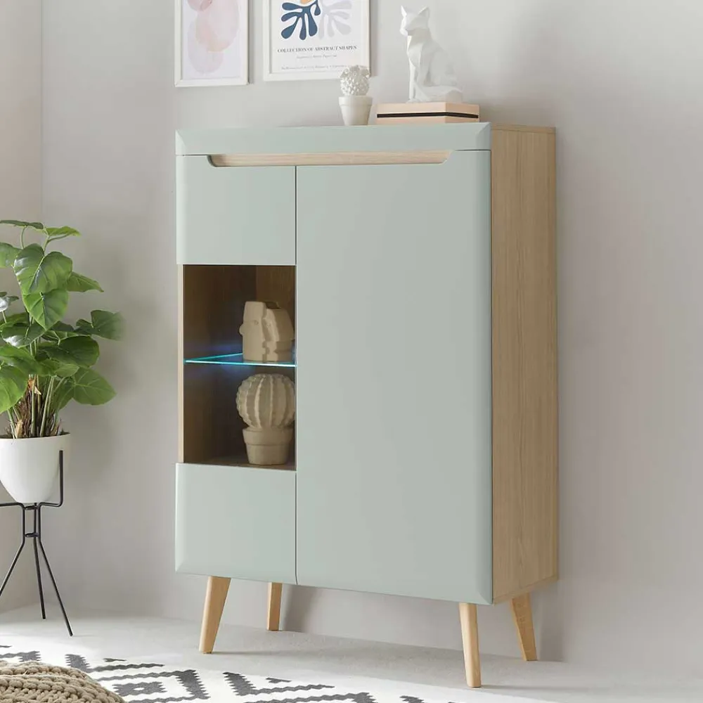 Wohnen Vitrinen<Highboard mit Glaseinsatz - Armina