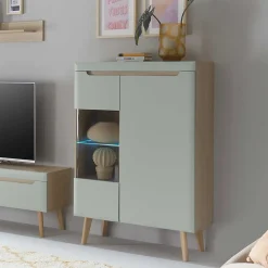 Wohnen Vitrinen<Highboard mit Glaseinsatz - Armina