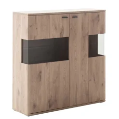 Wohnen Highboards<Highboard mit Glaseinsätzen 119x121x37 cm - Comrinaca