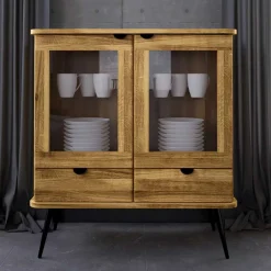 Wohnen Vitrinen<Highboard mit Glastüren mit zwei Schubladen - Casarius