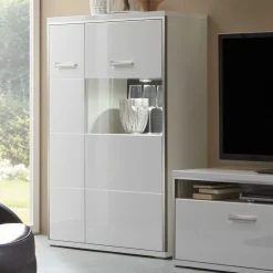 Wohnen Highboards<Highboard Tacroma in Hochglanz Weiß Glas